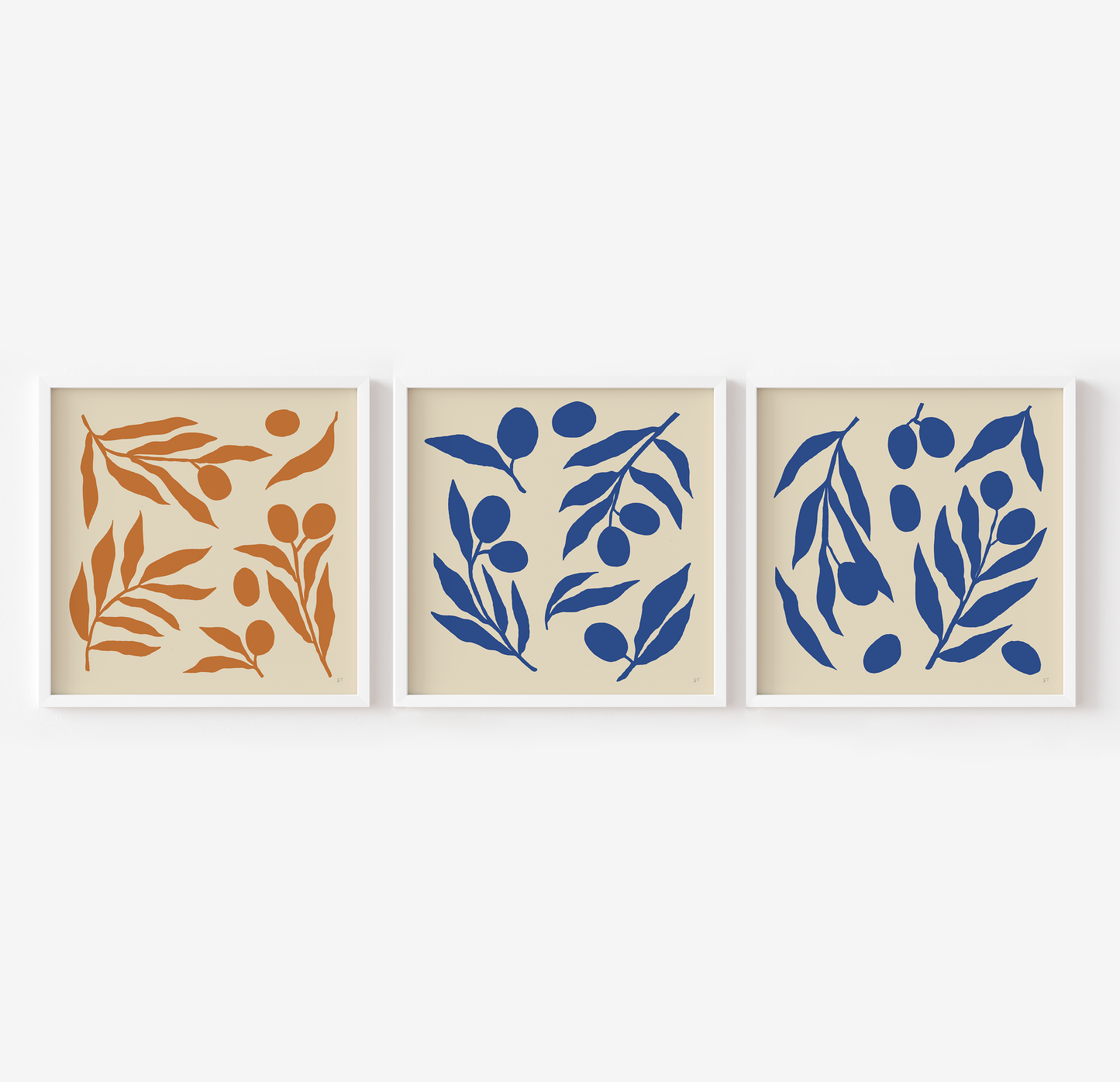 OLIVE BRANCHES IN ORANGE & BLUE TRIO