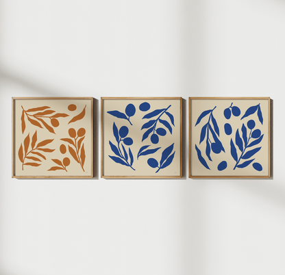 OLIVE BRANCHES IN ORANGE & BLUE TRIO