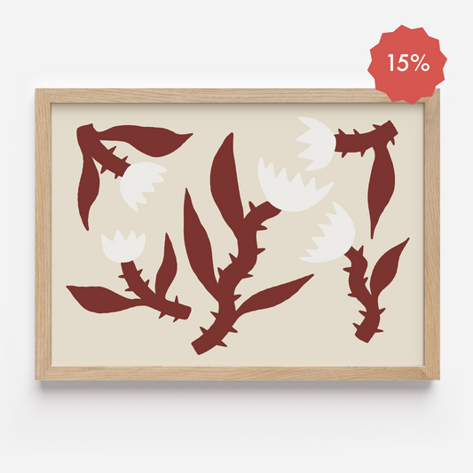 WHITE FLOWERS & THORNS 21X30