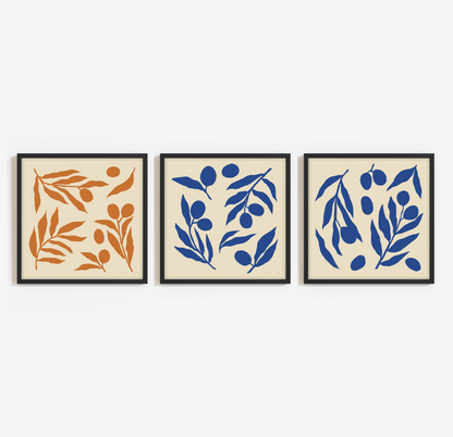 OLIVE BRANCHES IN ORANGE & BLUE TRIO
