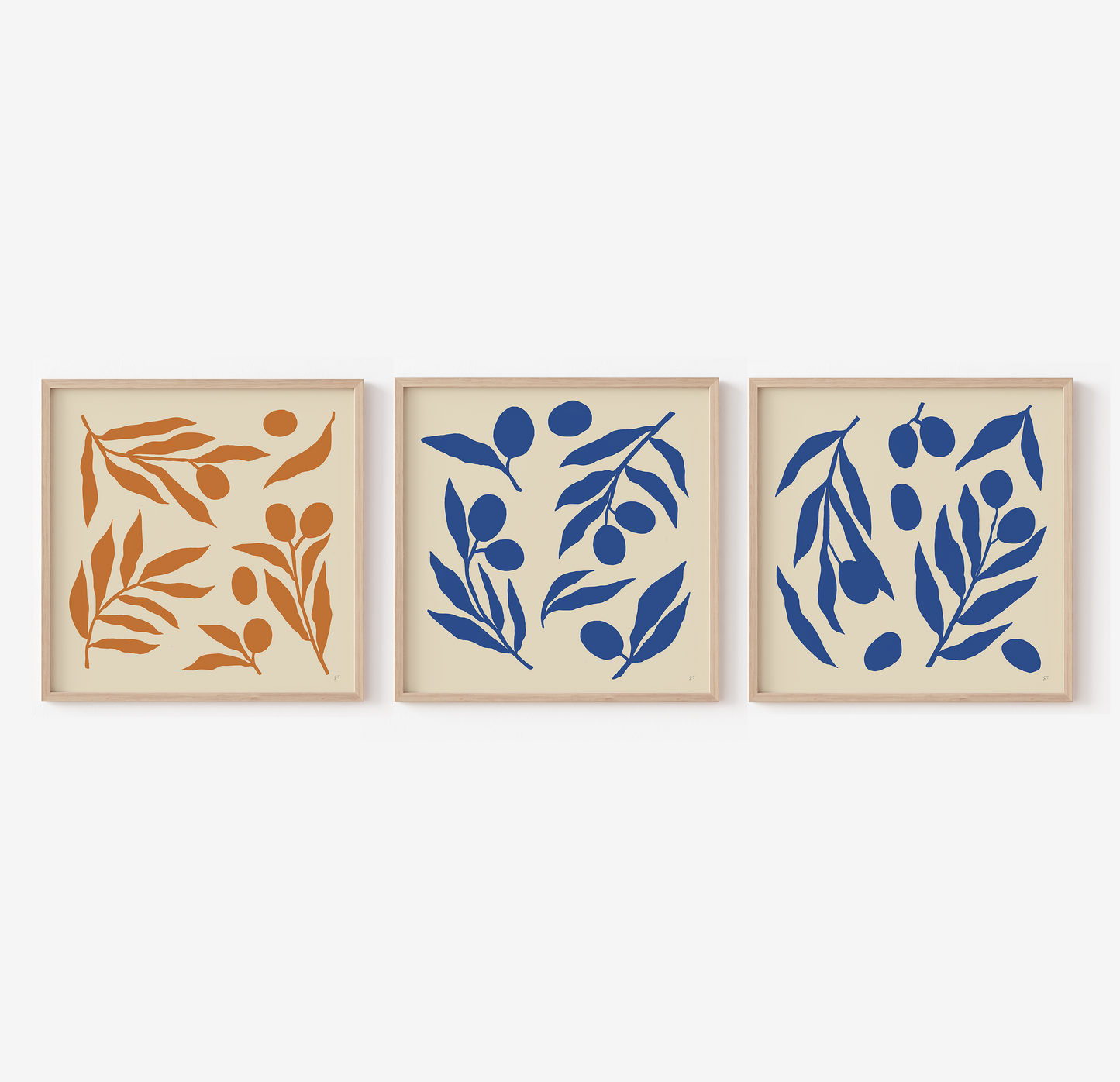 OLIVE BRANCHES IN ORANGE & BLUE TRIO