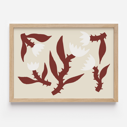 WHITE FLOWERS & THORNS 21X30